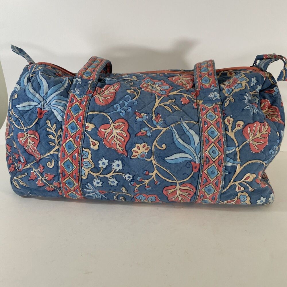 Quilted Duffle Bag Petal Pushing Blue Floral Print